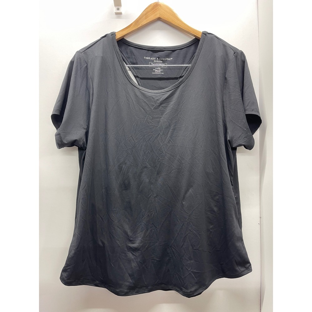 Threads 4 Thought ReActive Black Open Racerback Activewear Top XL